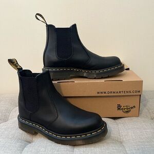Dr. Martens Chelsea Black Ankle Boots with Yellow Stitching